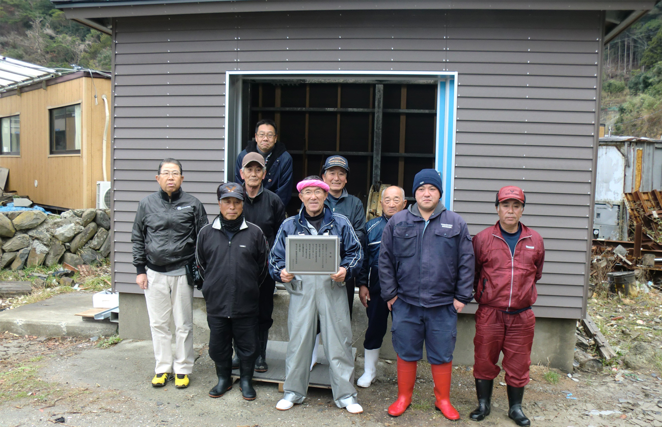 宮城県石巻市前網浜への支援により完成したウインチ小屋